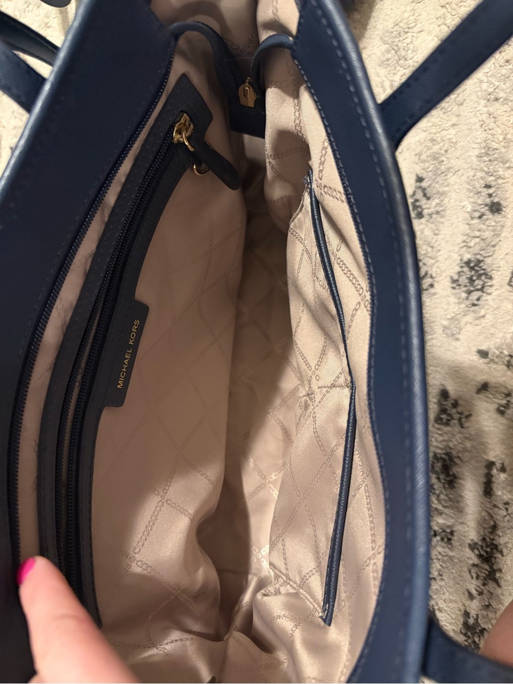 Michael Kors Navy Tote and Matching Crossbody Set - Picture 2 of 3